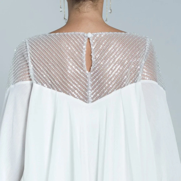 NWT RIME ARODAKY Mar ruffle bead-embellished tulle silk-organza dress Size Small - Picture 15 of 16